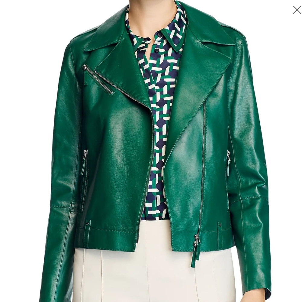 Lafayette 148 New York Bernice Leather Moto Jacket Small